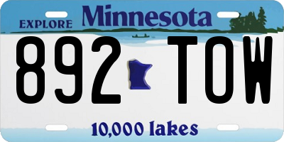 MN license plate 892TOW