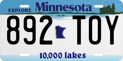 MN license plate 892TOY