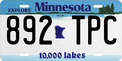 MN license plate 892TPC