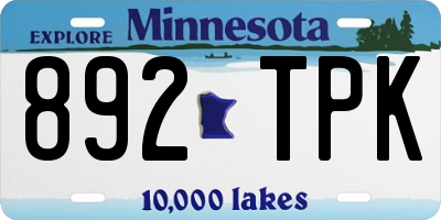 MN license plate 892TPK
