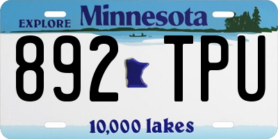 MN license plate 892TPU