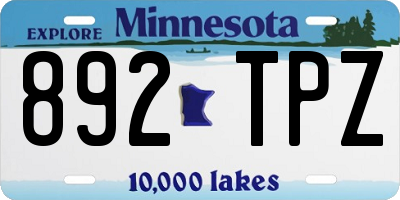 MN license plate 892TPZ