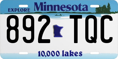 MN license plate 892TQC