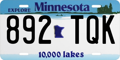 MN license plate 892TQK