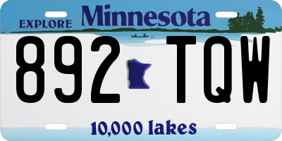 MN license plate 892TQW