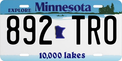 MN license plate 892TRO