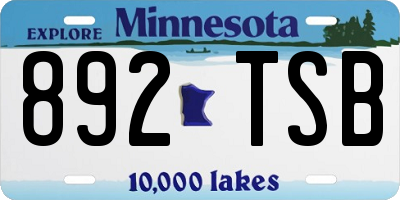 MN license plate 892TSB
