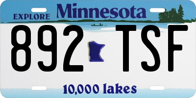 MN license plate 892TSF