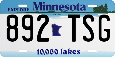 MN license plate 892TSG