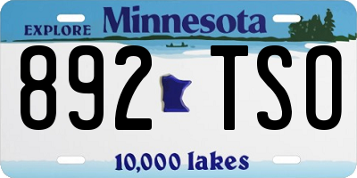 MN license plate 892TSO