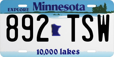 MN license plate 892TSW
