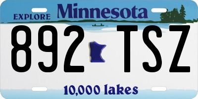 MN license plate 892TSZ