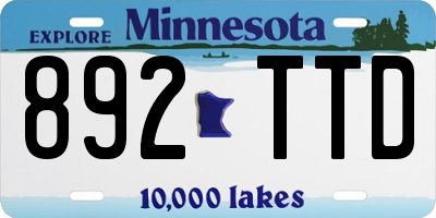 MN license plate 892TTD