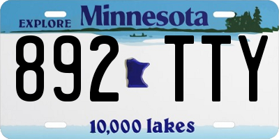 MN license plate 892TTY
