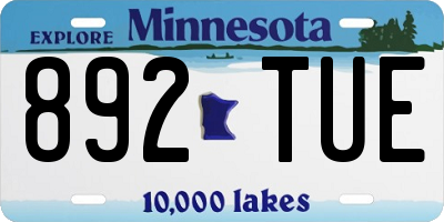 MN license plate 892TUE