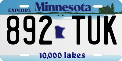 MN license plate 892TUK