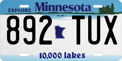 MN license plate 892TUX