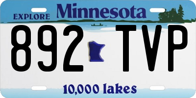 MN license plate 892TVP