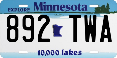MN license plate 892TWA