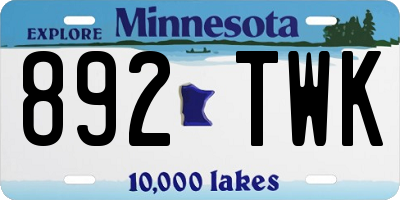 MN license plate 892TWK