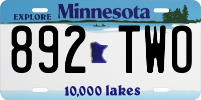 MN license plate 892TWO