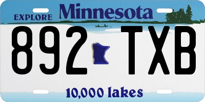 MN license plate 892TXB