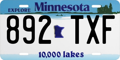 MN license plate 892TXF