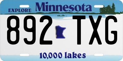 MN license plate 892TXG