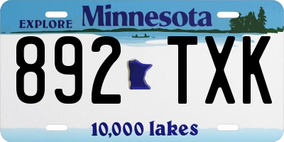MN license plate 892TXK
