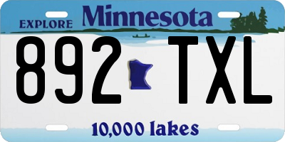 MN license plate 892TXL