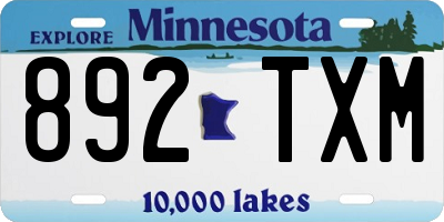MN license plate 892TXM