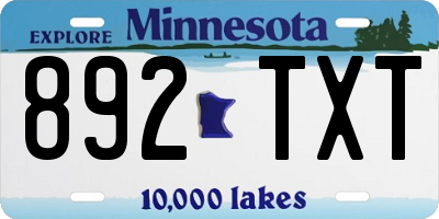 MN license plate 892TXT