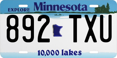 MN license plate 892TXU