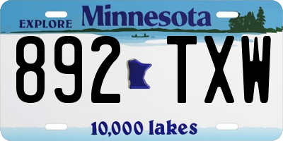 MN license plate 892TXW
