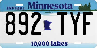 MN license plate 892TYF