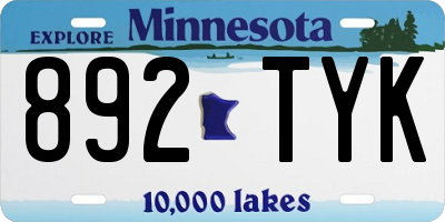 MN license plate 892TYK