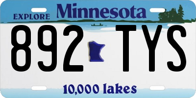 MN license plate 892TYS