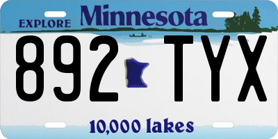 MN license plate 892TYX