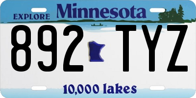MN license plate 892TYZ