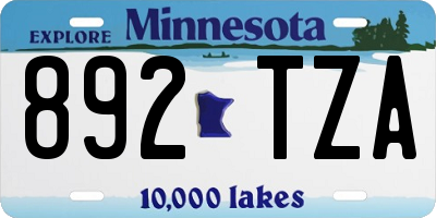 MN license plate 892TZA