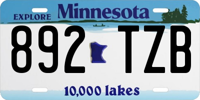 MN license plate 892TZB