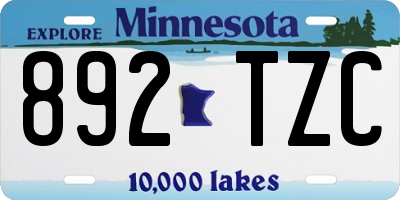 MN license plate 892TZC