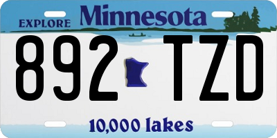 MN license plate 892TZD