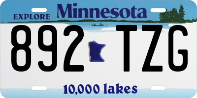 MN license plate 892TZG