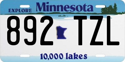MN license plate 892TZL