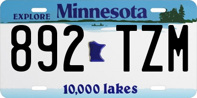 MN license plate 892TZM