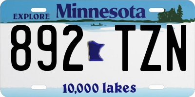 MN license plate 892TZN