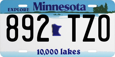 MN license plate 892TZO