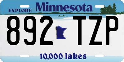 MN license plate 892TZP