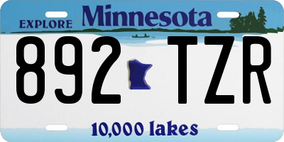 MN license plate 892TZR